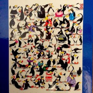 One hundred penguins and a polar bear